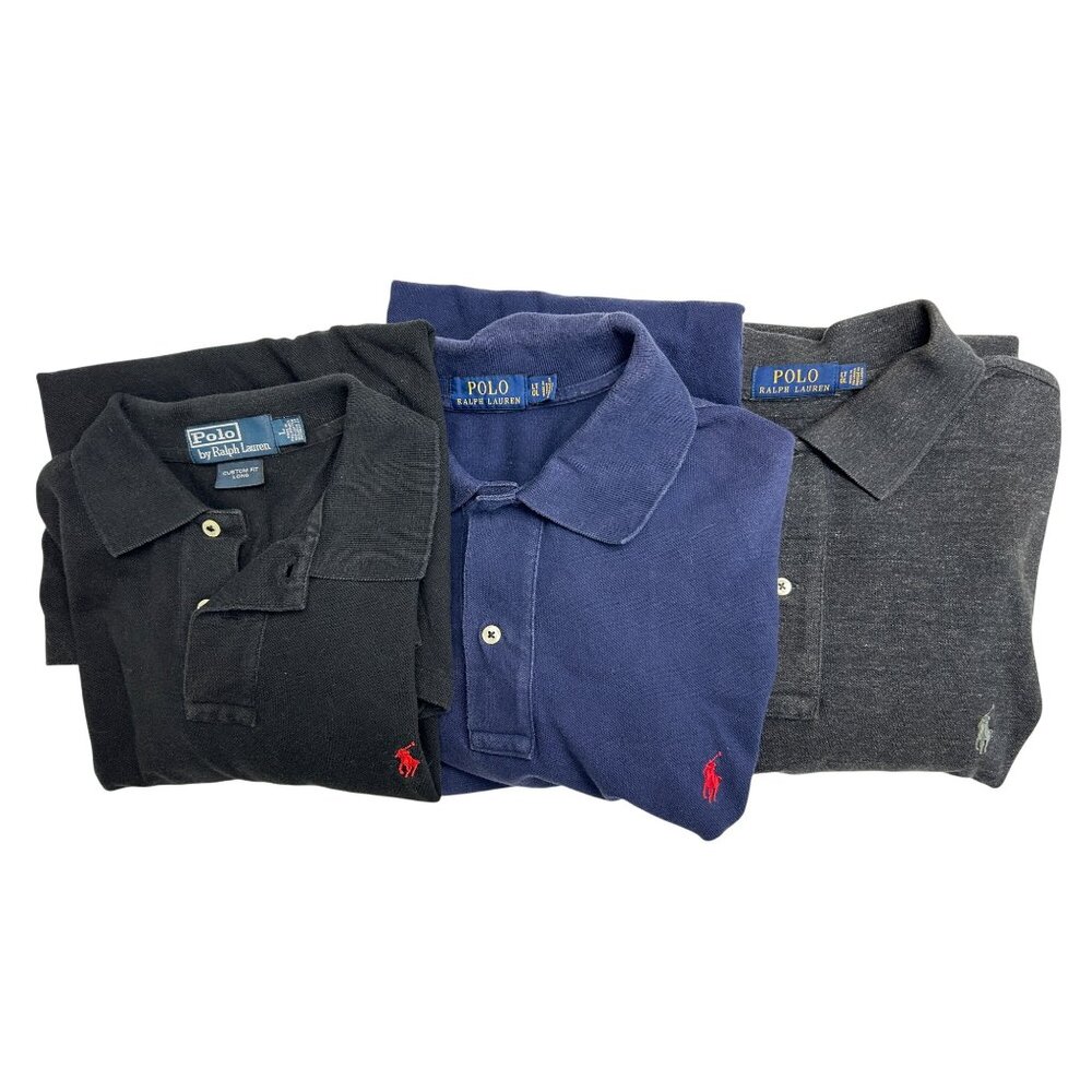 Ralph Lauren Polo Shirts Bundle Lot of 3 Black Blue Gray size L and LT SEE PICS - Picture 3 of 16